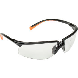Privo Safety Glasses, Clear Lens, Black Frame