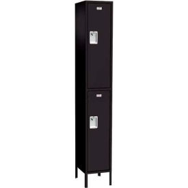 Traditional 2-Tier 2 Door Locker, 15"W x 18"D x 78"H, Black, Assembled