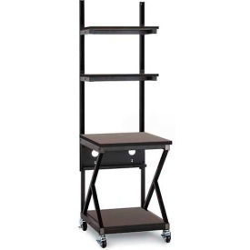 24" Performance 200 Series LAN Station with Full Bottom Shelf, African Mahogany