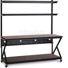 72" Performance 200 Series LAN Station with Full Bottom Shelf, African Mahogany