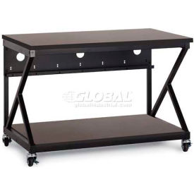 48" Performance 300 Series LAN Station with Full Bottom Shelf, African Mahogany