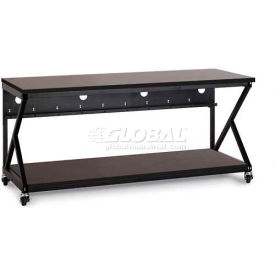 72" Performance 300 Series LAN Station with Full Bottom Shelf, African Mahogany