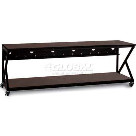 96" Performance 300 Series LAN Station with Full Bottom Shelf, African Mahogany