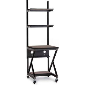 24" Performance 100 Series LAN Station with Half Bottom Shelf, African Mahogany