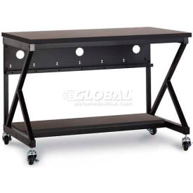 48" Performance 400 Series LAN Station with Half Bottom Shelf, African Mahogany