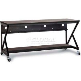 72" Performance 400 Series LAN Station with Half Bottom Shelf, African Mahogany