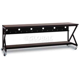 96" Performance 400 Series LAN Station with Half Bottom Shelf, African Mahogany
