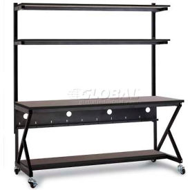 72" Performance 100 Series LAN Station with Half Bottom Shelf, African Mahogany