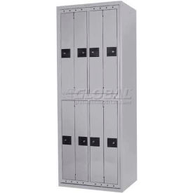 8 Door Hanging Garment Locker, Cam Lock, 30-19/32"Wx21-7/16"Dx80-13/16"H, Gray