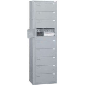 9 Door Folded Garment Locker w/ Cam Lock, 24"W x 16"D x 80"H, Gray