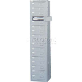 16 Door Folded Garment Locker w/ Turn Knob Lock, 16-1/2"Wx16"Dx77-1/2"H, Gray