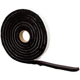 Premium Sponge Rubber Weatherstrip Tape, Black, 3/8"T x 1-1/4"W x 10'L