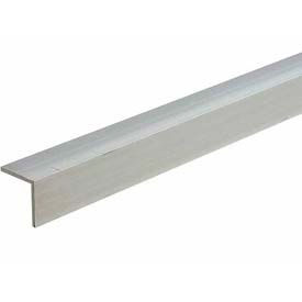 Aluminum Angle Equal Leg, 48"L x 2"W x 2"H x 1/6"D, Mill Silver