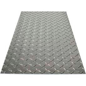 Aluminum Sheet, Diamond Tread, 24"L x 12"W x .073" Thick, Silver