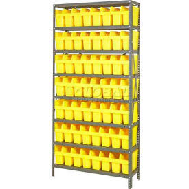 Steel Shelving with 56 8"H Plastic Shelf Bins Yellow, 36x18x75-SB8 Shelves