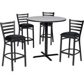 Premier Hospitality 42" Square Table & Barstools W/Ladder Back, Graphite