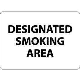 No Smoking Area Sign, Designated Smoking Area, 10" X 14", White/Black