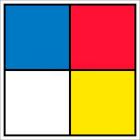Hazardous Materials Systems Label, 15.5" X 15.5", Red/Yellow/White/Blue