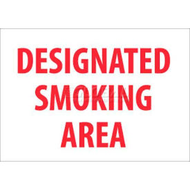 No Smoking Area Sign, Designated Smoking Area, 10" X 14", White/Red