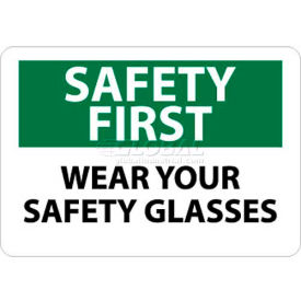 Safety First - Wear Your Safety Glasses, 10" X 14", White/Green/Black