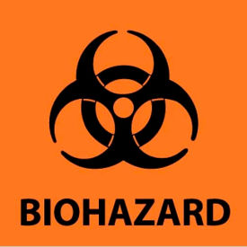 Warning Sign, Biohazard, 7" X 7", Black on Orange