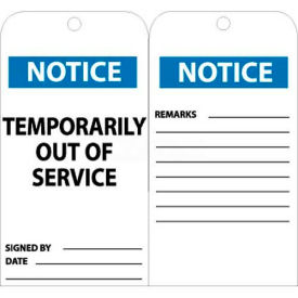 Tags, Temporarily Out Of Service, 6" X 3", White/Blue, 25/Pk