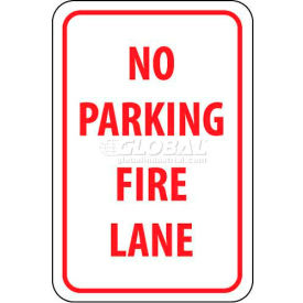 Traffic Sign, No Parking Fire Lane, 18" X 12", White/Red