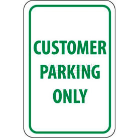 Traffic Sign, Customer Parking Only, 18" X 12", White/Green