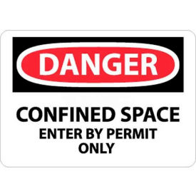 Danger Confined Space Enter By Permit Only Sign 14" X 20" White/Red/Black