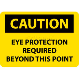 Caution Eye Protection Required Beyond This Point, 7" X 10", Yellow/Black