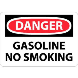 Danger Gasoline No Smoking Sign, 7" X 10", White/Red/Black