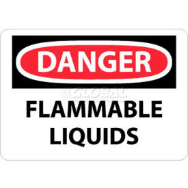 Danger Flammable Liquids Sign, 7" X 10", White/Red/Black