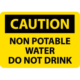 Caution Non-Potable Water Do Not Drink, 10" X 14", Yellow/Black