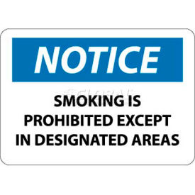 OSHA Sign, Notice Smoking Is Prohibited Except In Designated Areas, 10" X 14", Wh/Bl/Bk