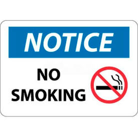 OSHA Sign, Notice No Smoking, 10" X 14", White/Blue/Black