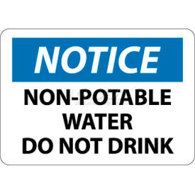 OSHA Sign, Notice Non-Potable Water Do Not Drink, 10" X 14", White/Blue/Black