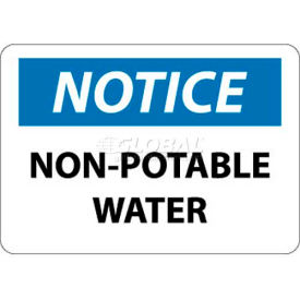 OSHA Sign, Notice Non-Potable Water, 10" X 14", White/Blue/Black