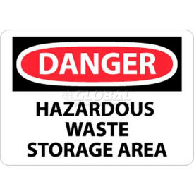 Danger Hazardous Waste Storage Area Sign, 10" X 14", White/Red/Black