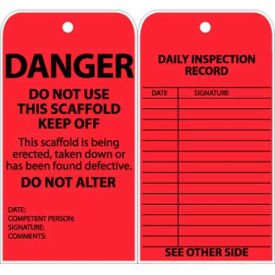 Tags, Danger Do Not Use This Scaffold, Keep Off, 6" X 3", Red, 25/Pk