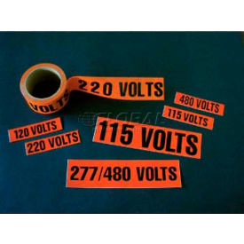 Voltage Marker, 120/208 Volts, 1-1/8 X 4-1/2, Orange/Black