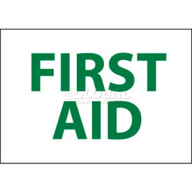 Sign, First Aid, 7" X 10", White/Green