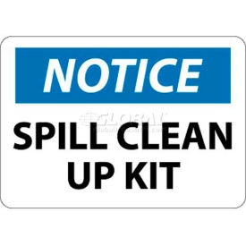 OSHA Sign, Notice Spill Clean Up Kit, 10" X 14", White/Blue/Black