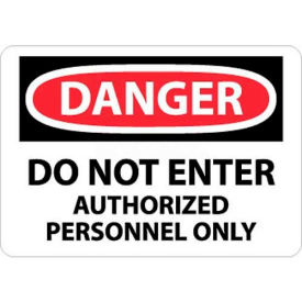 Danger Do Not Enter Authorized Personnel Only Sign, 7" X 10", White/Red/Black