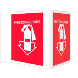 Visi Sign W/Graphic, Fire Extinguisher, 5-3/4" X 8-3/4", White/Red
