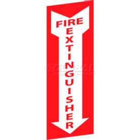 Fire Sign, Fire Extinguisher - Double Sided, 12" X 4", White/Red