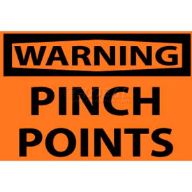 Warning Pinch Points, 3" X 5", Orange/Black
