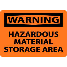 Warning Hazardous Material Storage Area, 10" X 14", Orange/Black