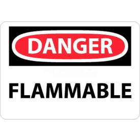 OSHA Sign, Danger Flammable, 10" X 14", White/Red/Black