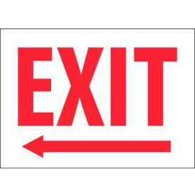 Fire Sign, Exit With Left Arrow, 10" X 14", White/Red