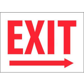 Fire Sign, Exit With Right Arrow, 10" X 14", White/Red